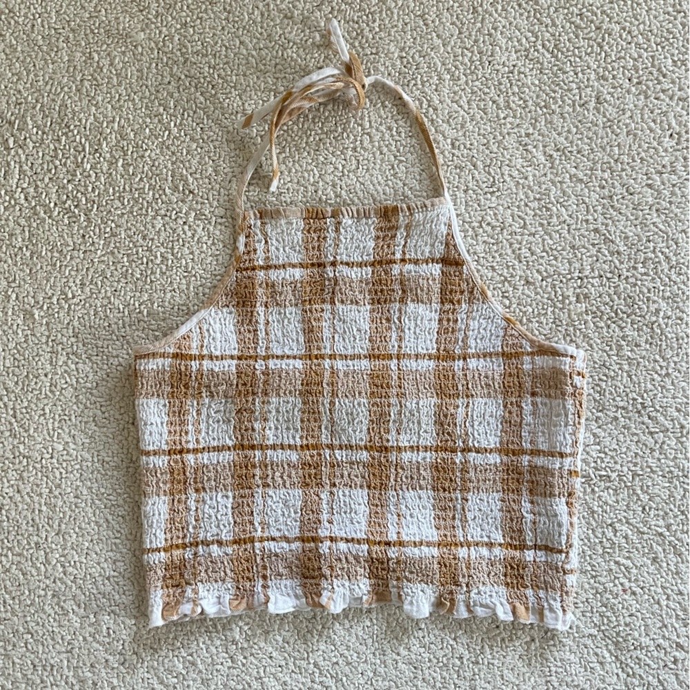 American Eagle Outfitters Textured Knit in White and Tan retro neutral size L